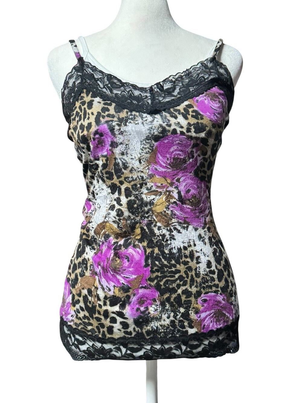 Y2K Almost Famous Size Small Floral Lace Fairy Coquette Whimsigoth Cami Tank Top